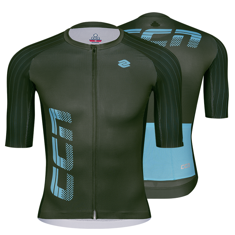 GREEN cycling jersey with CCN brand logo 