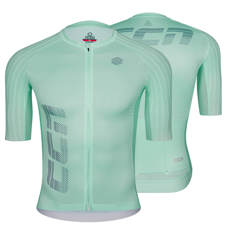 Mint Green cycling jersey with CCN brand logo