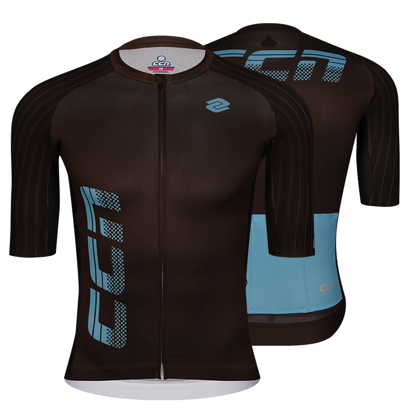 Mocha jersey with blue CCN accents