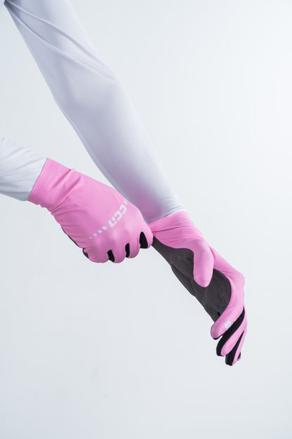 GUANTES DE DEDOS LARGOS DIAMANTE ROSA