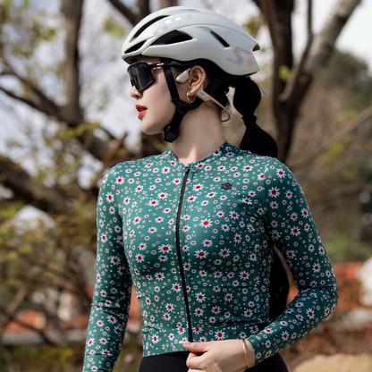 SWEET FLORAL GREEN WOMEN'S LONG SLEEVE JERSEY